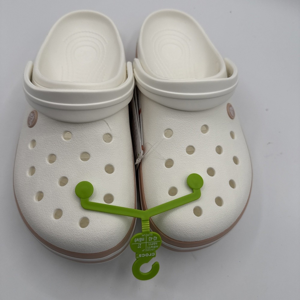 Crocs Crocband Clog Shoes Men's Size 9 Women 11 White/Light Pink Sandals Comfort - Picture 3 of 8